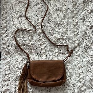 Brown Crossbody Bag with Tassel